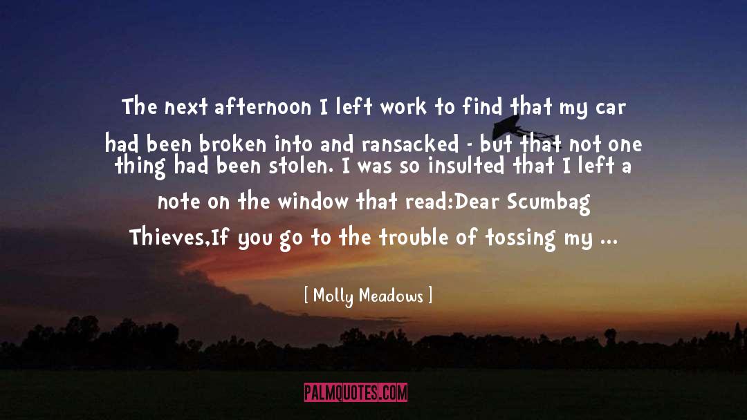 Molly Meadows Quotes: The next afternoon I left