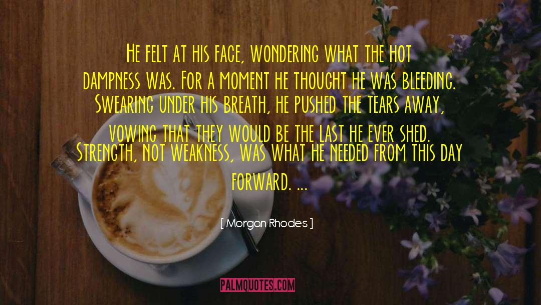 Morgan Rhodes Quotes: He felt at his face,