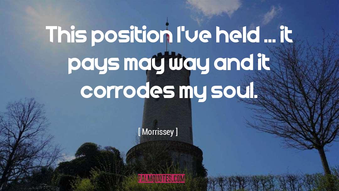 Morrissey Quotes: This position I've held ...