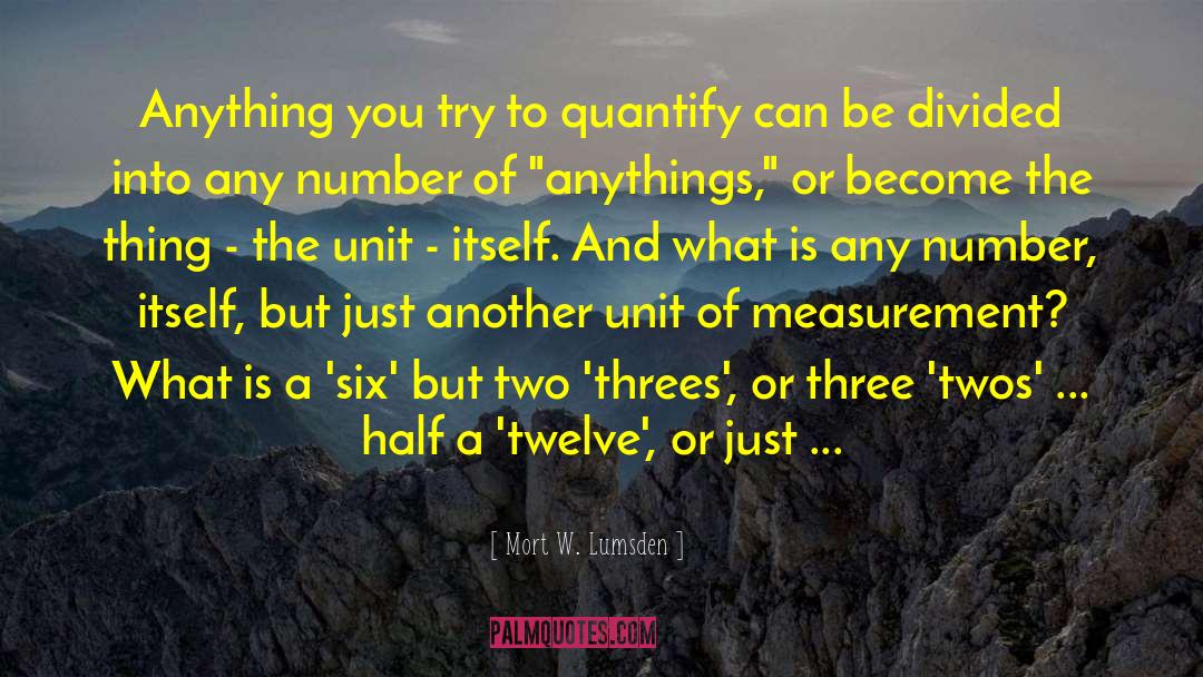 Mort W. Lumsden Quotes: Anything you try to quantify