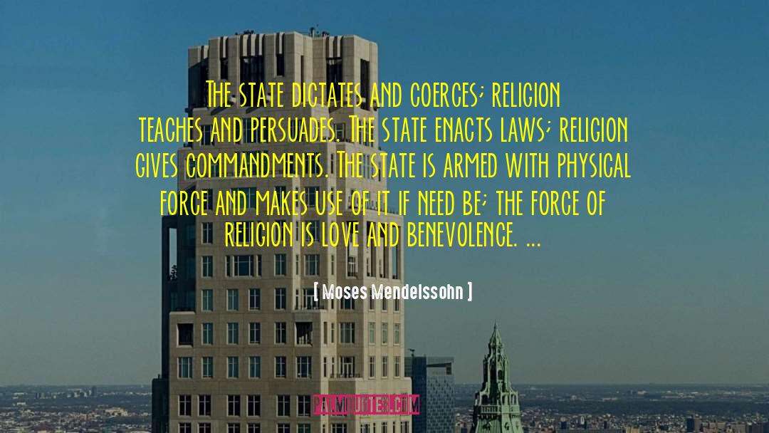 Moses Mendelssohn Quotes: The state dictates and coerces;