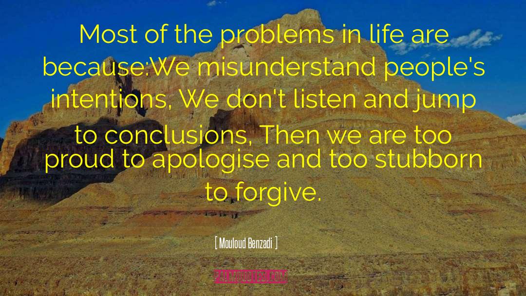 Mouloud Benzadi Quotes: Most of the problems in