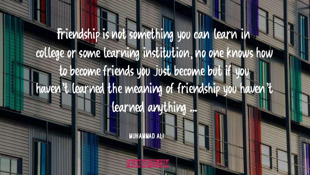 Muhammad Ali Quotes: Friendship is not something you