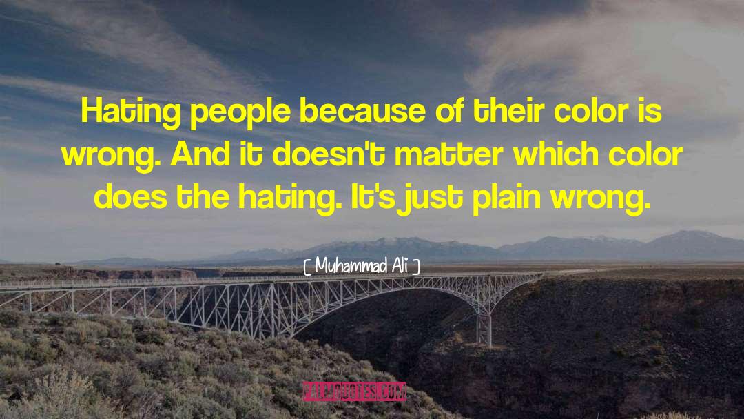 Muhammad Ali Quotes: Hating people because of their