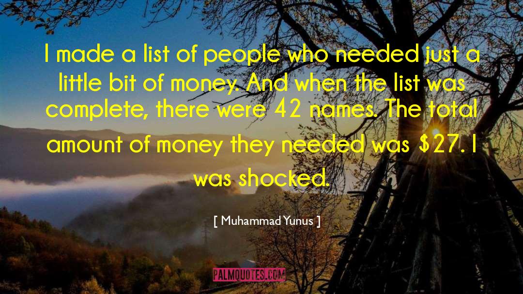 Muhammad Yunus Quotes: I made a list of