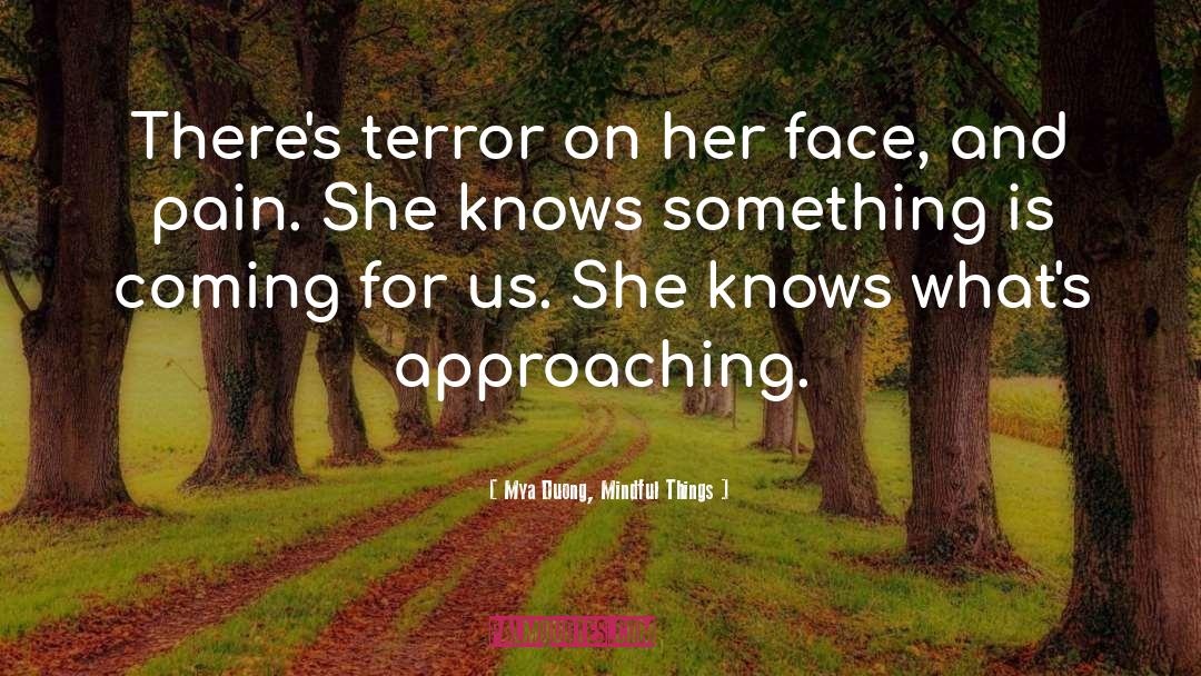 Mya Duong, Mindful Things Quotes: There's terror on her face,