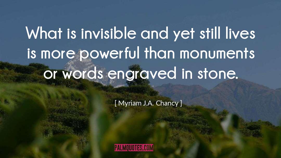 Myriam J.A. Chancy Quotes: What is invisible and yet