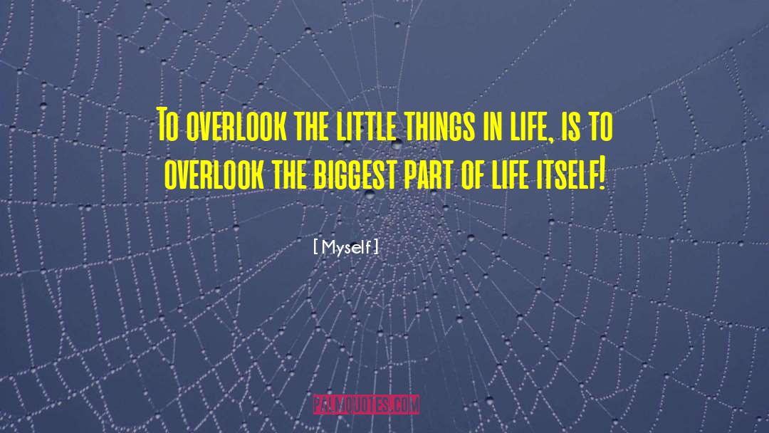 Myself Quotes: To overlook the little things