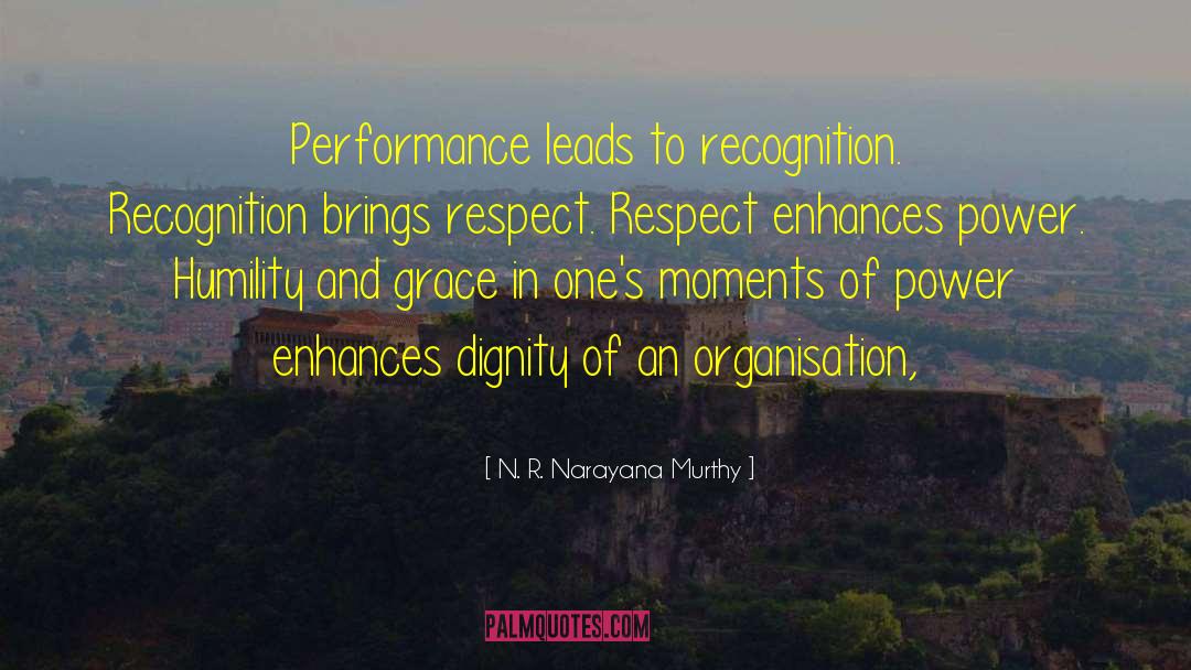 N. R. Narayana Murthy Quotes: Performance leads to recognition. Recognition