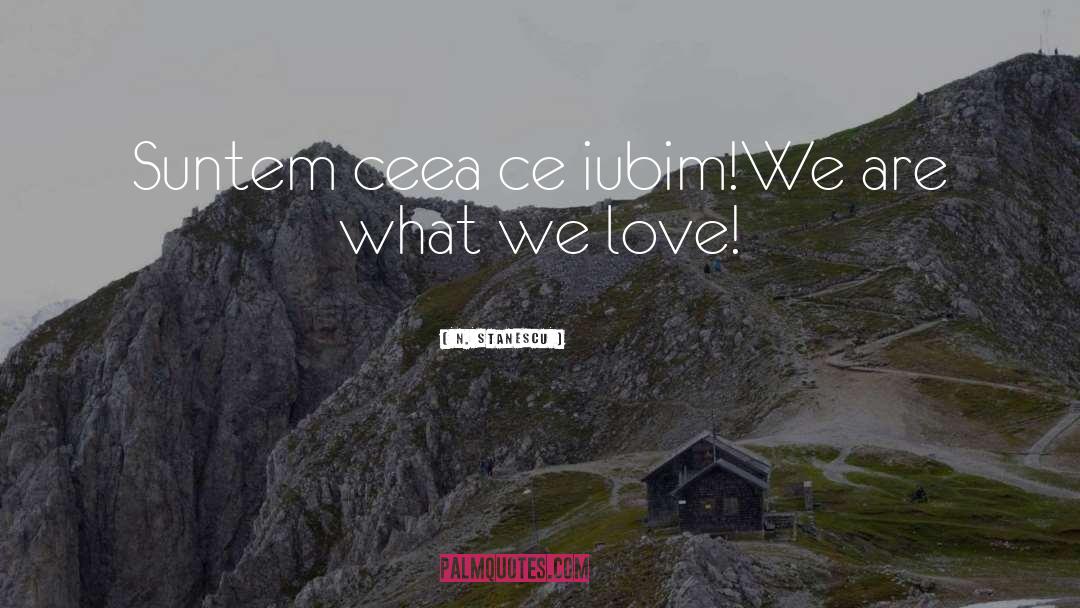 N. Stanescu Quotes: Suntem ceea ce iubim!<br />We