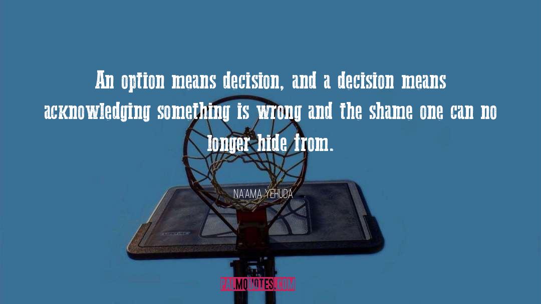 Na'ama Yehuda Quotes: An option means decision, and