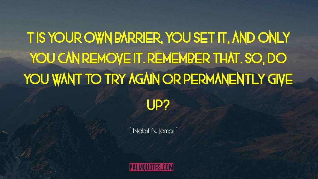 Nabil N. Jamal Quotes: t is your own barrier,