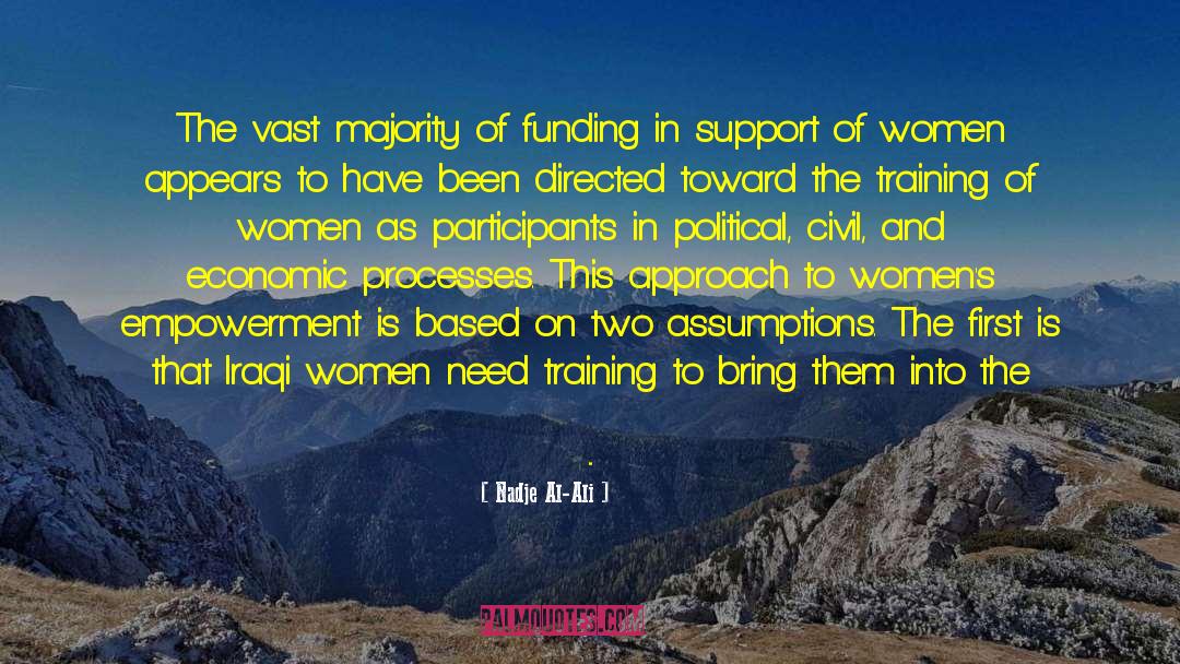 Nadje Al-Ali Quotes: The vast majority of funding