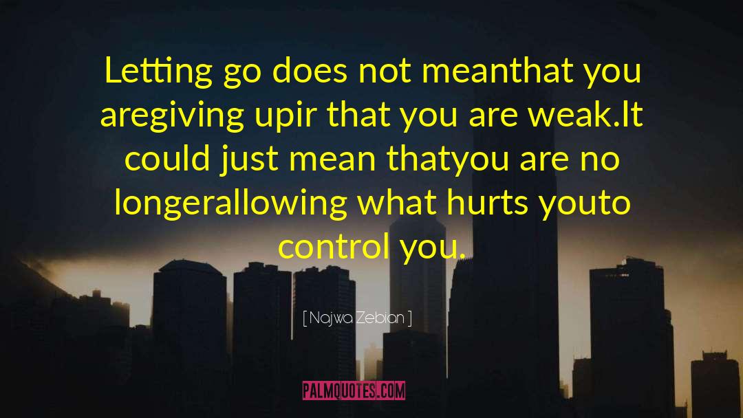 Najwa Zebian Quotes: Letting go does not mean<br