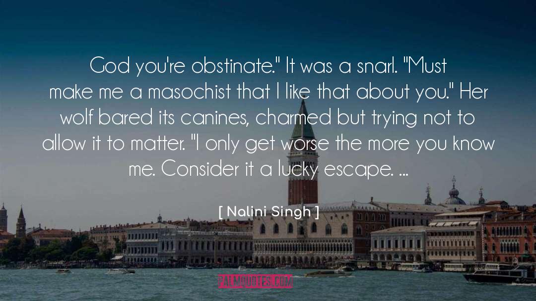 Nalini Singh Quotes: God you're obstinate.