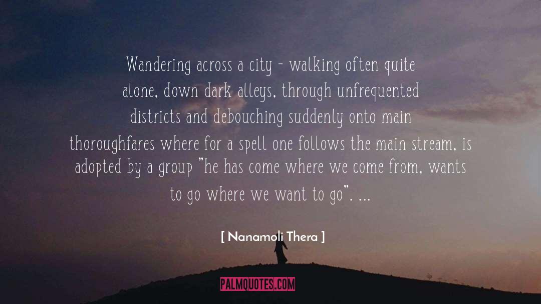 Nanamoli Thera Quotes: Wandering across a city -