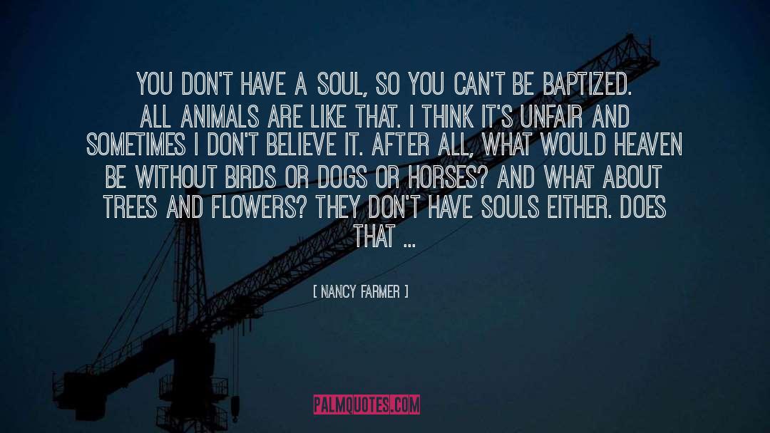 Nancy Farmer Quotes: You don't have a soul,