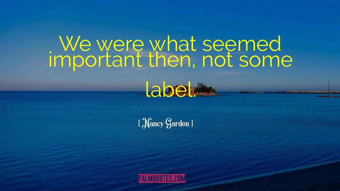 Nancy Garden Quotes: We were what seemed important