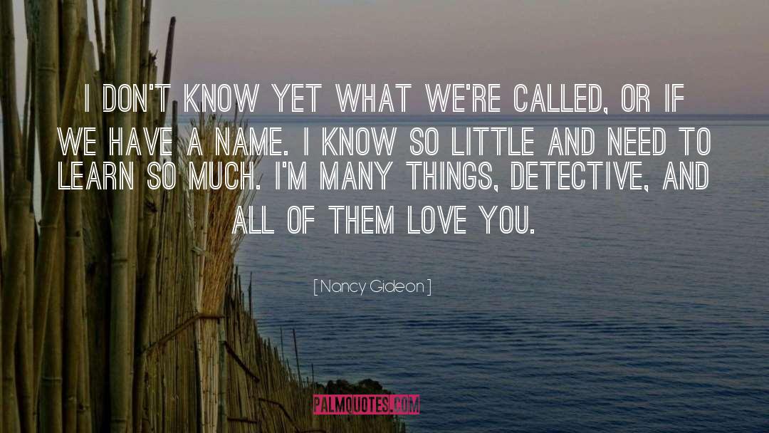 Nancy Gideon Quotes: I don't know yet what