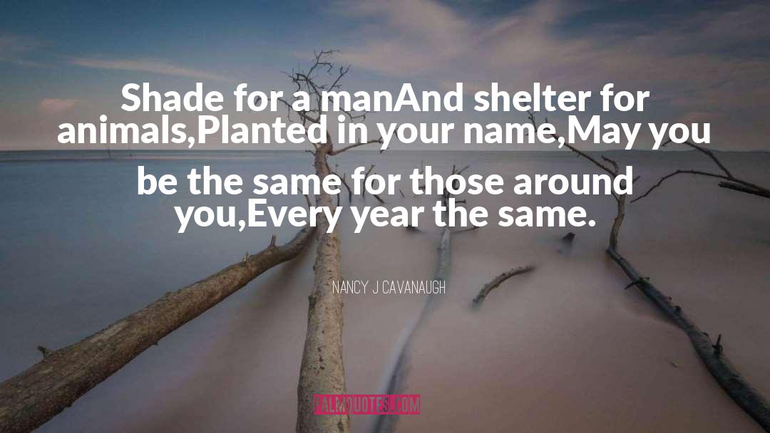 Nancy J Cavanaugh Quotes: Shade for a man<br>And shelter