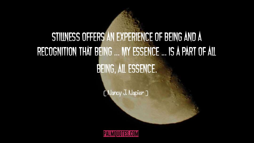 Nancy J. Napier Quotes: Stillness offers an experience of