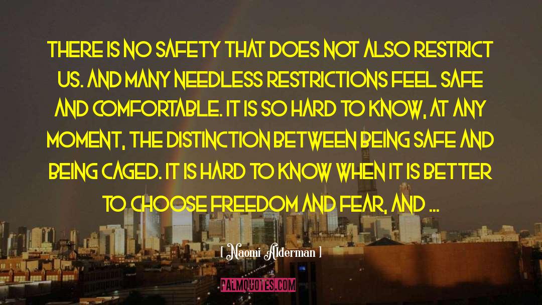 Naomi Alderman Quotes: There is no safety that