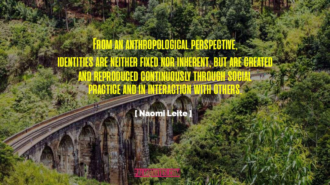 Naomi Leite Quotes: From an anthropological perspective, identities