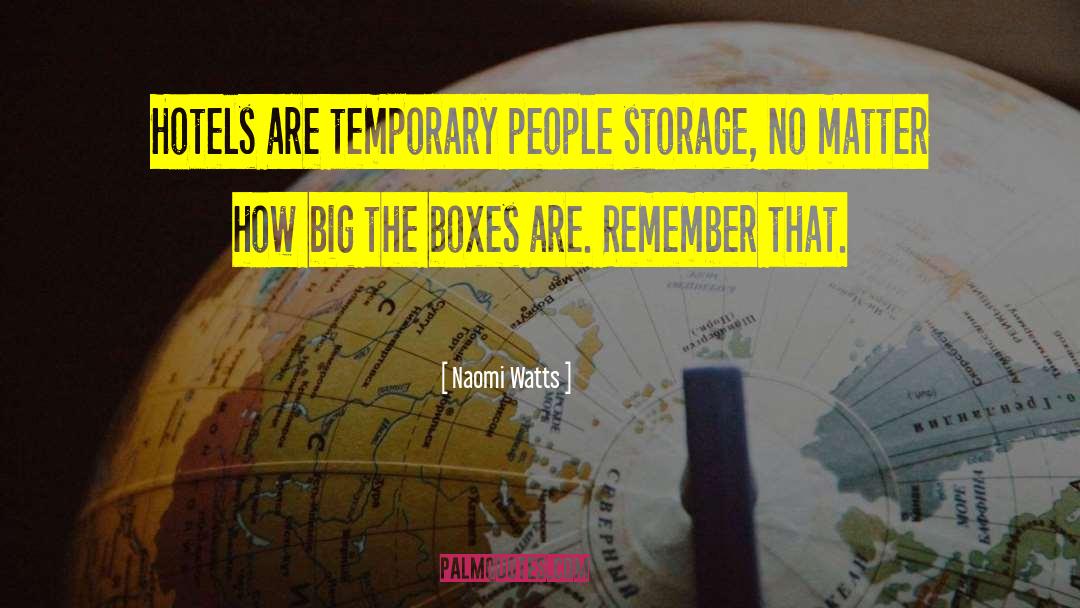 Naomi Watts Quotes: Hotels are temporary people storage,