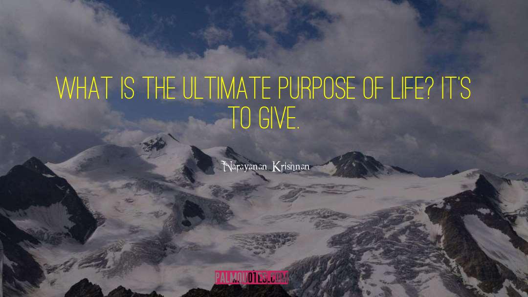 Narayanan Krishnan Quotes: What is the ultimate purpose