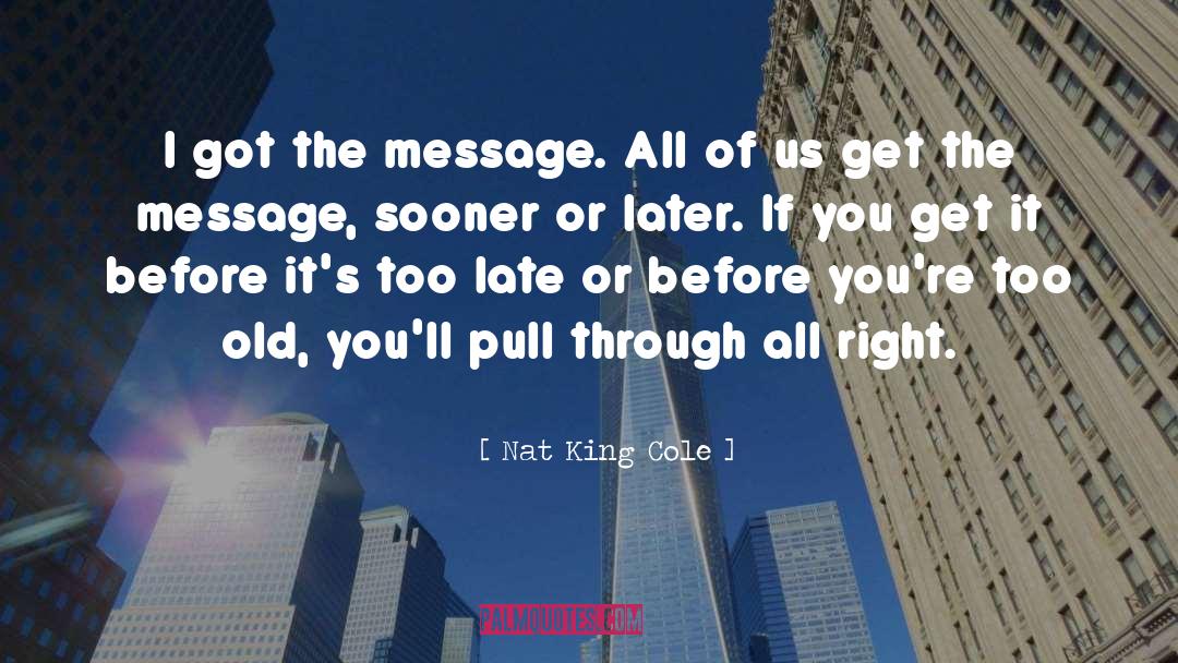 Nat King Cole Quotes: I got the message. All