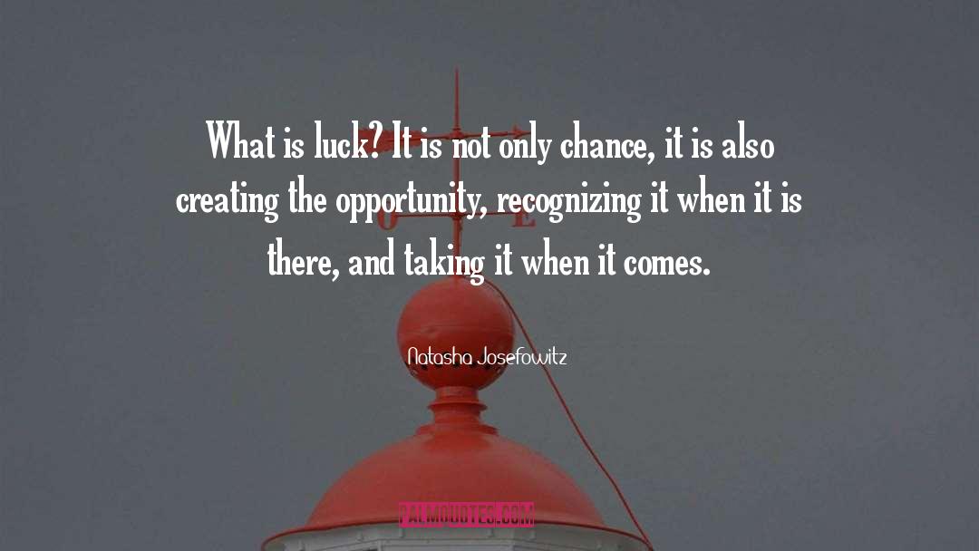 Natasha Josefowitz Quotes: What is luck? It is