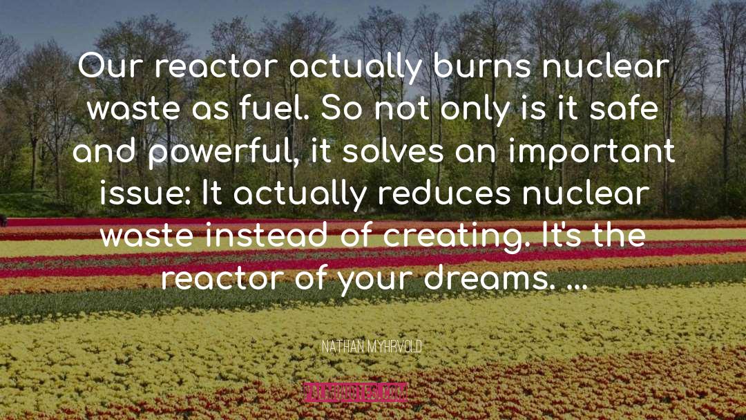 Nathan Myhrvold Quotes: Our reactor actually burns nuclear