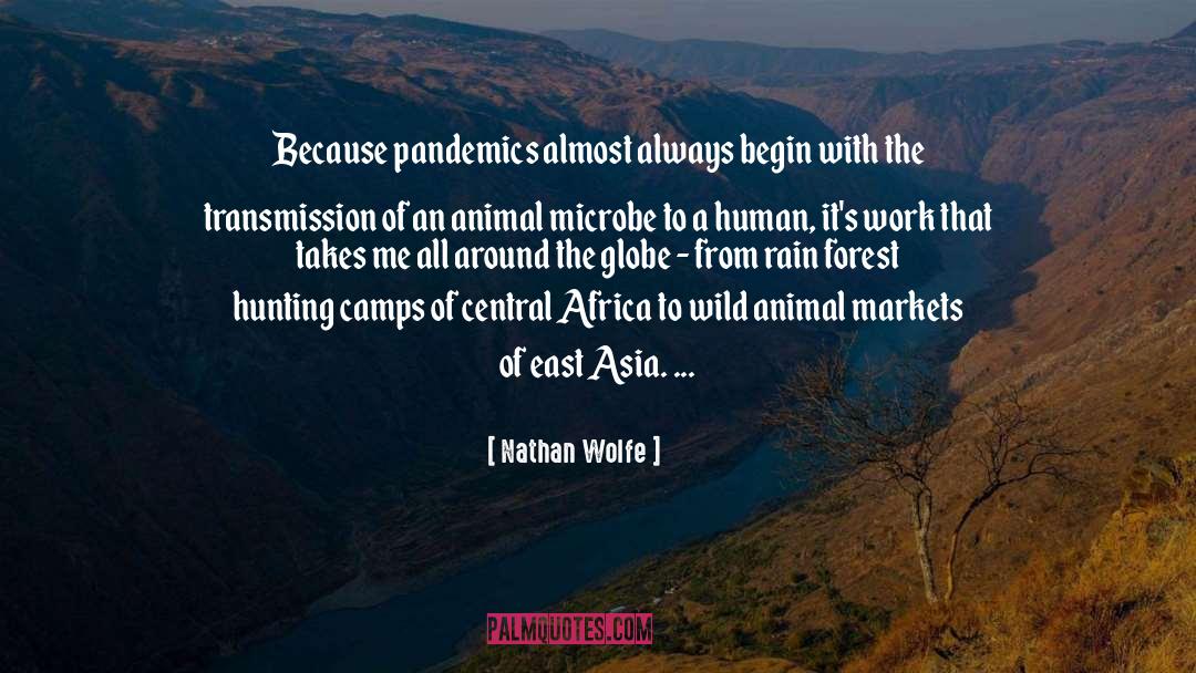 Nathan Wolfe Quotes: Because pandemics almost always begin