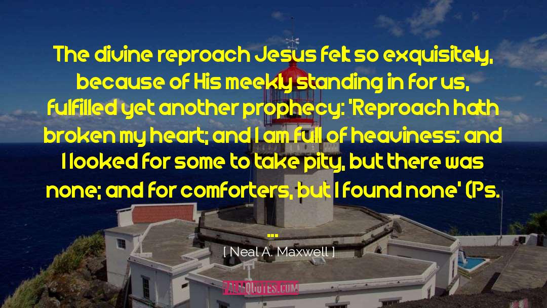 Neal A. Maxwell Quotes: The divine reproach Jesus felt