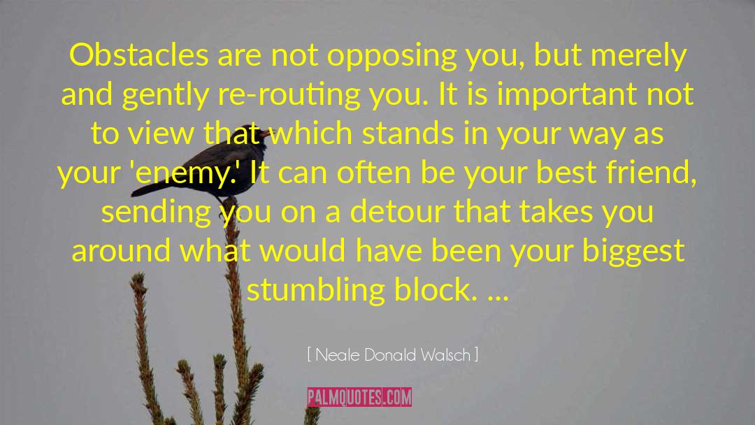 Neale Donald Walsch Quotes: Obstacles are not opposing you,