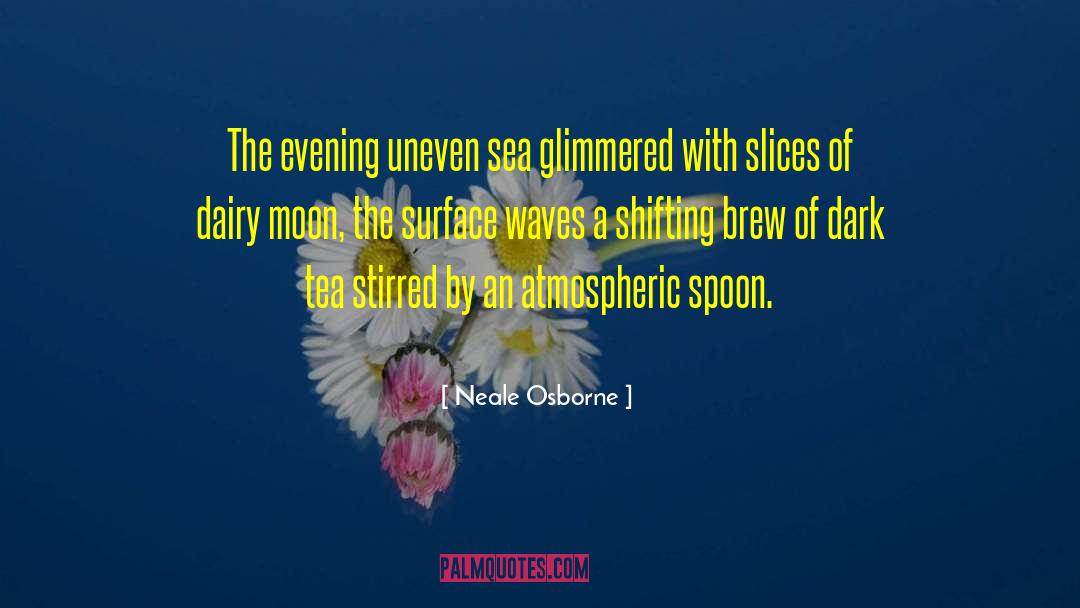 Neale Osborne Quotes: The evening uneven sea glimmered