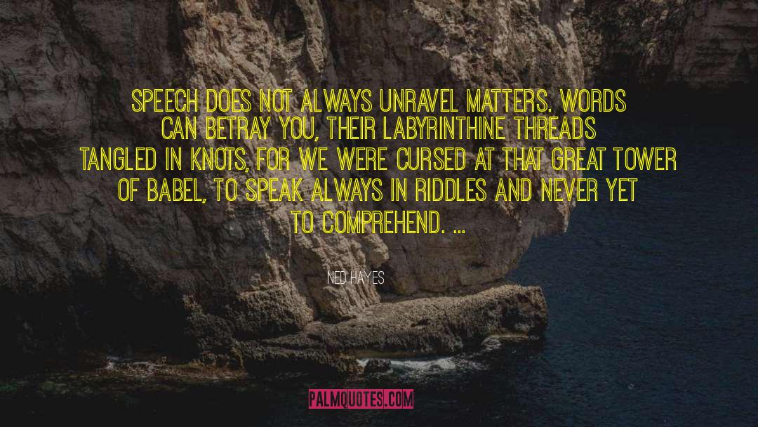 Ned Hayes Quotes: Speech does not always unravel