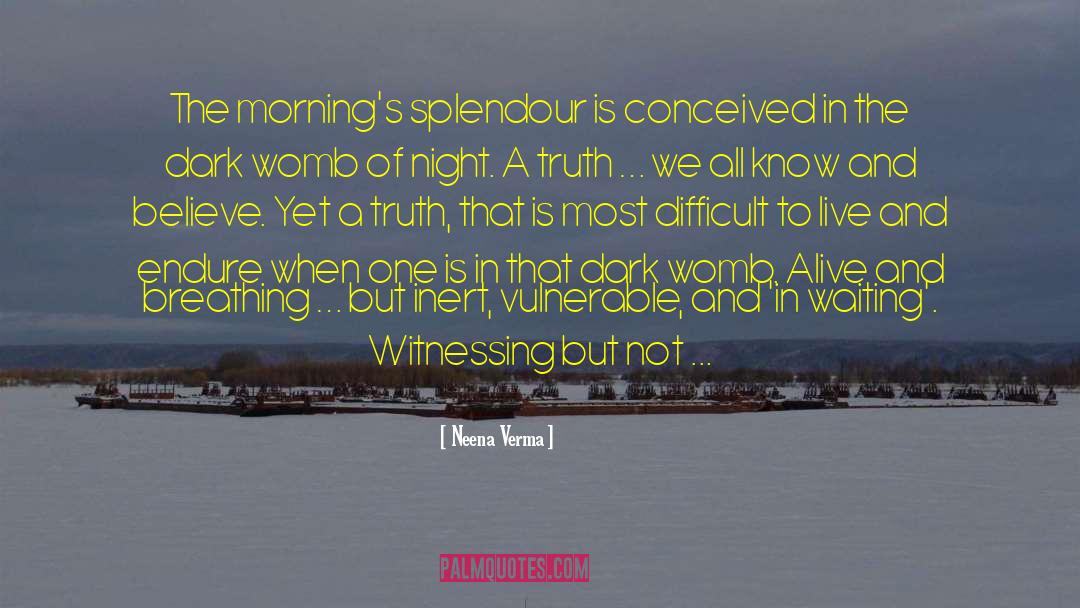 Neena Verma Quotes: The morning's splendour is conceived