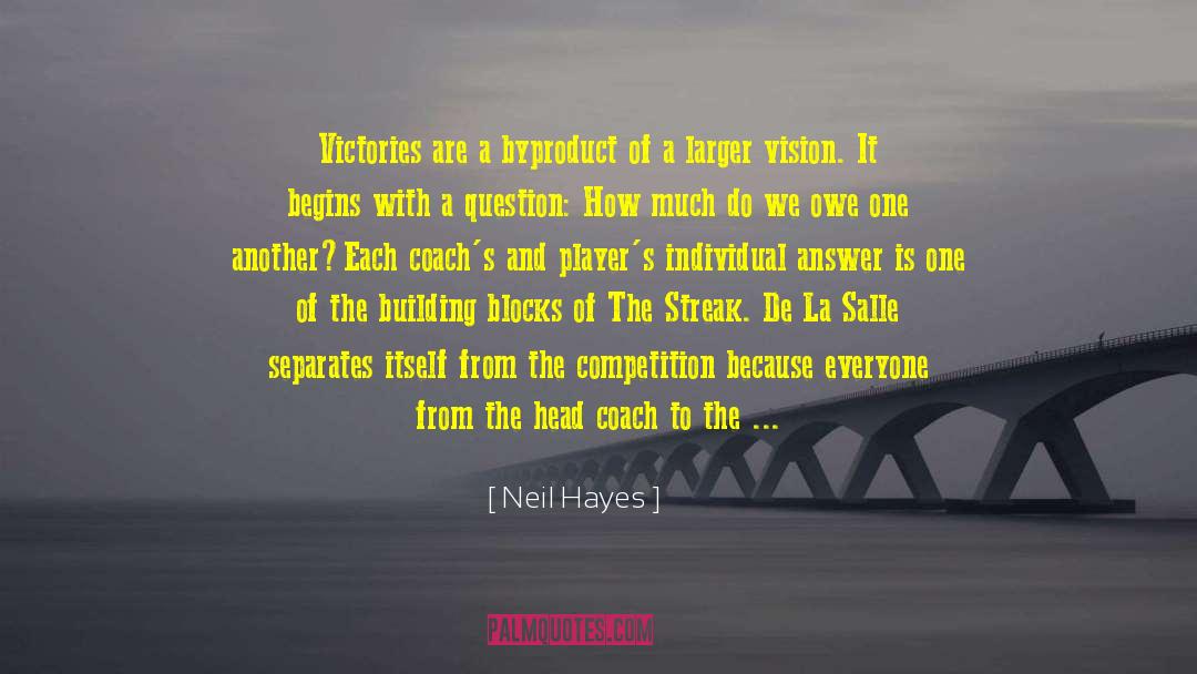 Neil Hayes Quotes: Victories are a byproduct of