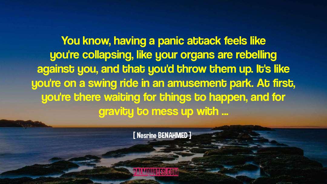 Nesrine BENAHMED Quotes: You know, having a panic
