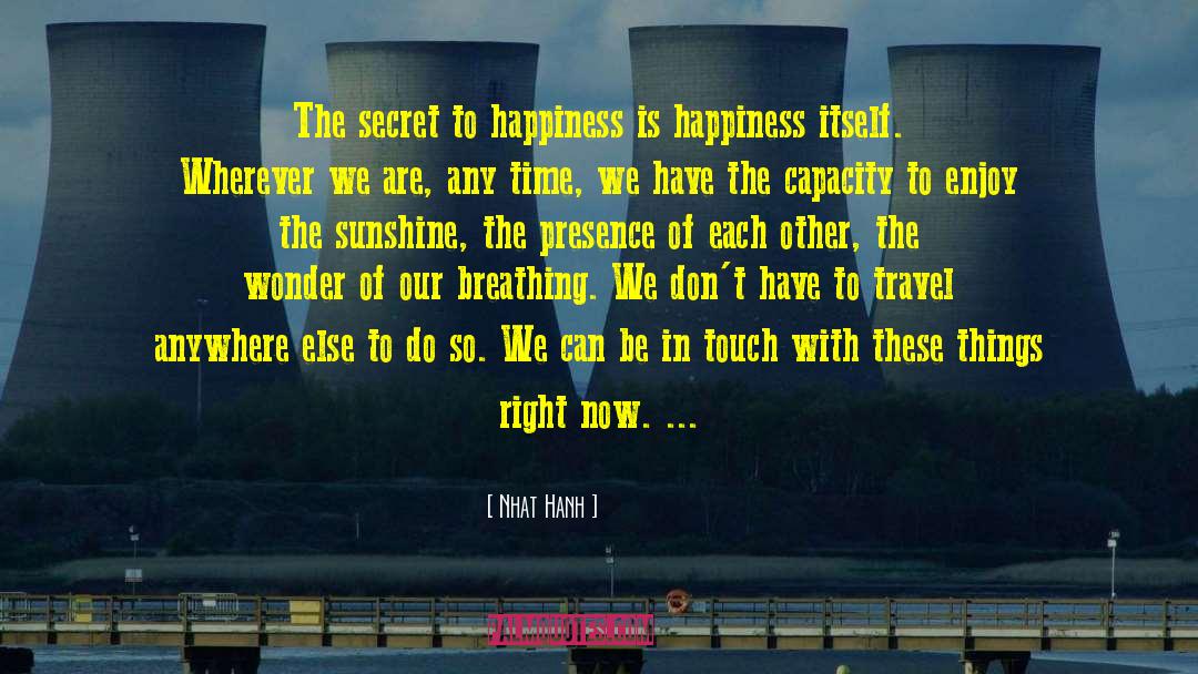 Nhat Hanh Quotes: The secret to happiness is