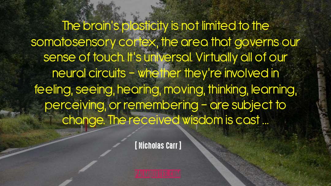 Nicholas Carr Quotes: The brain's plasticity is not