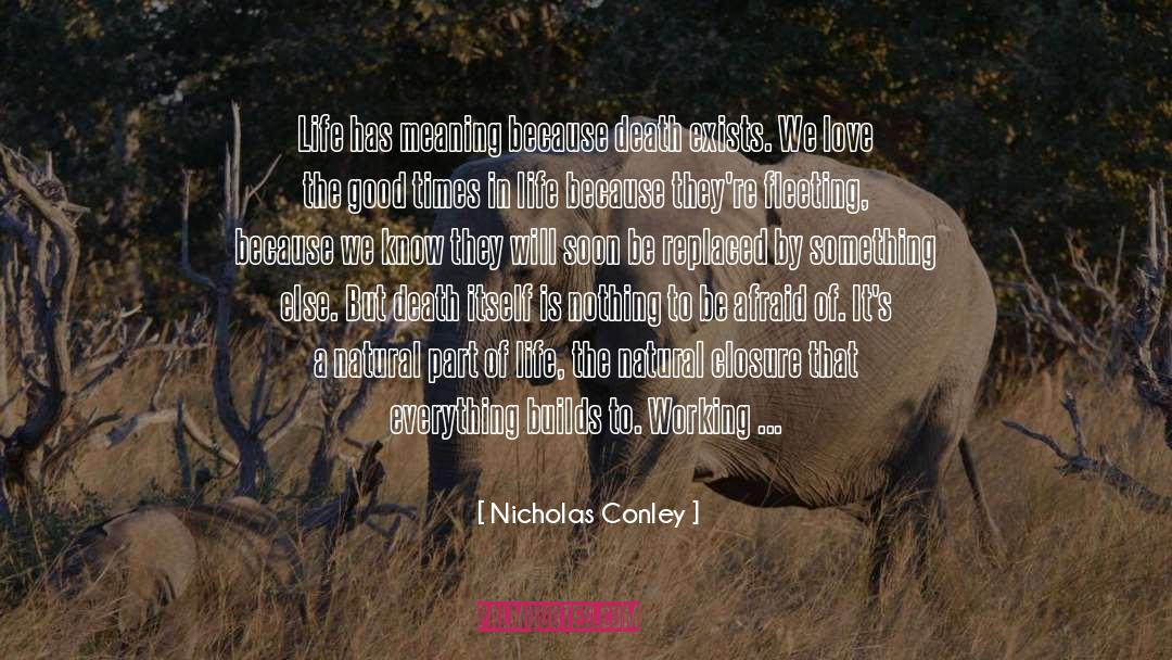 Nicholas Conley Quotes: Life has meaning because death