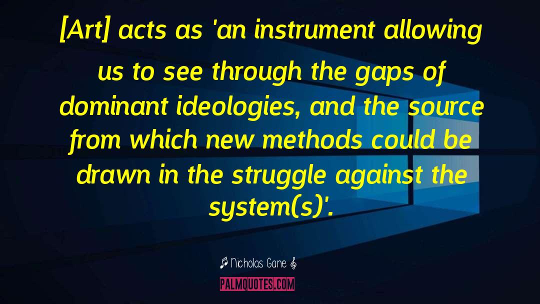 Nicholas Gane Quotes: [Art] acts as 'an instrument