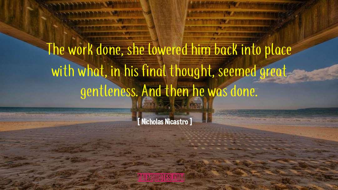 Nicholas Nicastro Quotes: The work done, she lowered