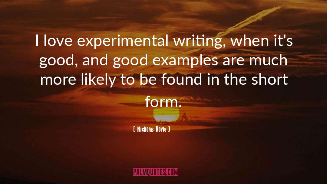 Nicholas Royle Quotes: I love experimental writing, when