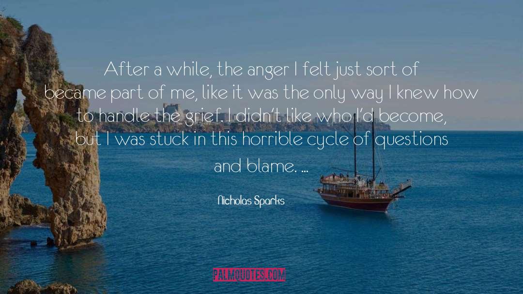 Nicholas Sparks Quotes: After a while, the anger