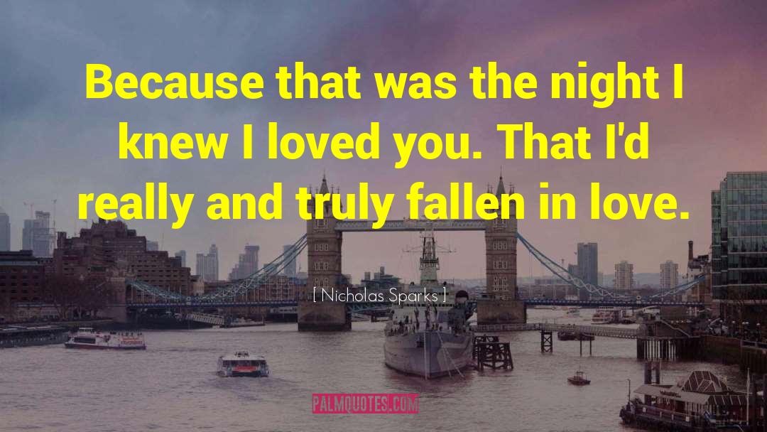 Nicholas Sparks Quotes: Because that was the night