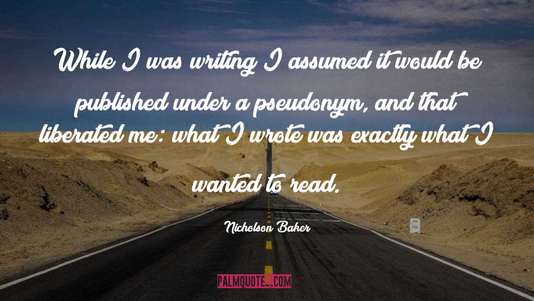 Nicholson Baker Quotes: While I was writing I