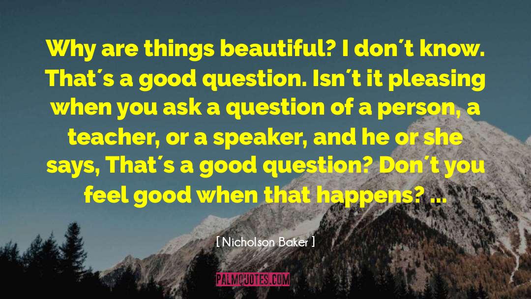Nicholson Baker Quotes: Why are things beautiful? I